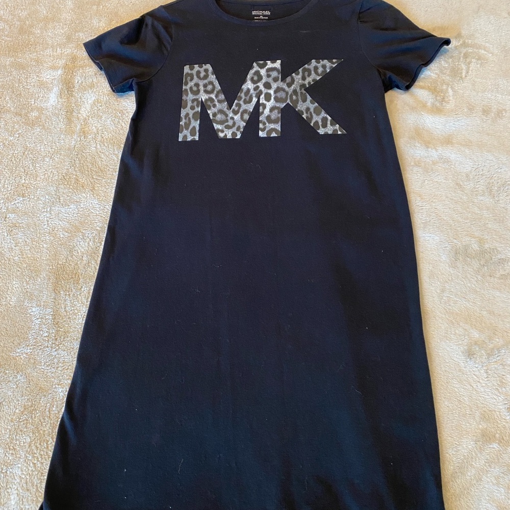 Michael Kors Black leopard logo dress casual chic relaxed XS sporty soft modern